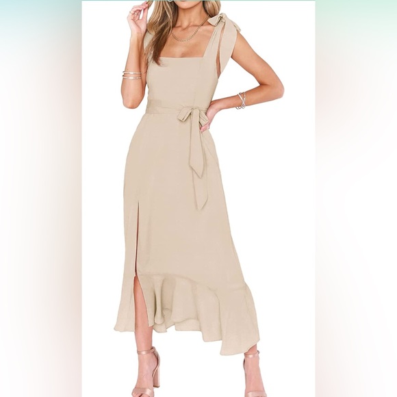 Dresses & Skirts - Dress with shoulder ties in light tan